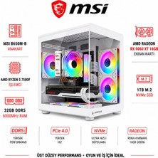 Apphirex Code X54 Ryzen 5 7500F / Msi B650M-B / Amd RX9060XT 16GB / 32GB Ddr5 6000MHZ Ram / 1tb M.2 SSD Beyaz Masaüstü Oyuncu Bilgisayarı