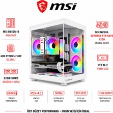 Apphirex Code X57 Ryzen 5 7500F / Msi B650M-B / Msi RTX5070 12GB / 32GB Ddr5 6000MHZ Ram / 1tb M.2 SSD Beyaz Masaüstü Oyuncu Bilgisayarı