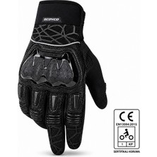 Ebakbak Motosiklet Eldiveni Full Koruma Ayarlanabilir Bilek Bantı Deri Microfiber Kumaş Motor Eldiven Black