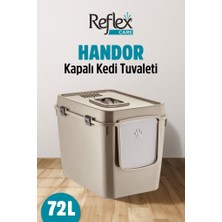 Reflex Care Handor Kapalı Kedi Tuvaleti Bej Renkli Ergonomik Yapı ve Koku Filtresi ile 57,5 x 43,5 x 39 Cm