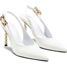 Dedos Kadın Özel Yüksek Topuklu Şık Tokalı Arkası Açık Gündelik Sivri Burun Abiye Ayakkabı 400