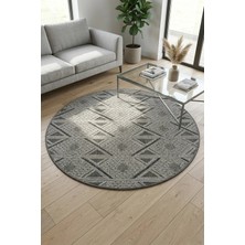 Bonny Home Modern Dekoratif Yuvarlak Salon Yatak Odası Halısı Rölyef Dokulu Şık Tasarım Gri Riva -7123