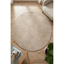 Bonny Home Modern Dekoratif Yuvarlak Salon Yatak Odası Halısı Iskandinav Desenli Halı Vizon Viora - 7029
