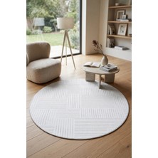 Bonny Home Modern Dekoratif Yuvarlak Salon Yatak Odası Halısı Iskandinav Desenli Halı Gri Viora - 7033