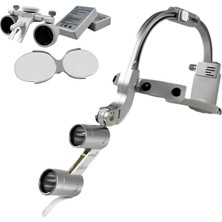 Barishan Barışhan Medikal Dr. Kim Dental 5w Gümüş Renkli Işıklı Kafa Lambalı 2.5X Büyüteç Binocular Loupe 5W Işıklı Cerrahi ve Dental LED Aydınlatmalı Büyüteç