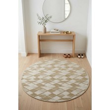 Bonny Home Modern Dekoratif Yuvarlak Salon Yatak Odası Halısı Rölyef Dokulu Şık Tasarım Bej Riva -7118