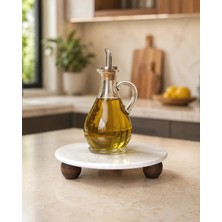 Marys Concept Ahşap Top Ayaklı Yuvarlak Mermer Sunum Standı 25 cm