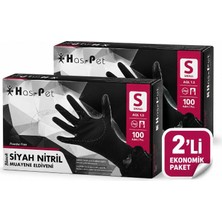Has-Pet Nitril Siyah Pudrasız Eldiven Small 100'LÜ x 2'li Paket
