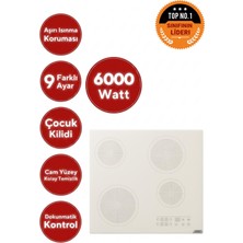AFM Tech Afm  Tech V6-05 Beyaz  Elektrikli Vitroseramik Ankastre Ocak Dokunmatik  Dijital Göstergeli