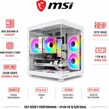Apphirex Code X86 Ryzen 5 7500F / Msi B650M-B / RTX5060 8gb / 32GB Ddr5 6000MHZ Ram / 1tb M.2 SSD Beyaz Masaüstü Oyuncu Bilgisayarı