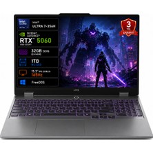 Lenovo Loq 15IPH11 83SL001PTR Intel Core Ultra 7-356H 32GB 1tb SSD RTX5060 8gb Tgp 115W 15.3" IPS 165Hz Freedos Taşınabilir Bilgisayar