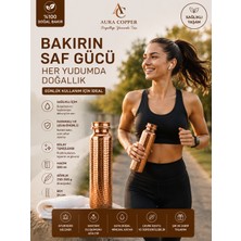 Aura Copper El Işçiliği Bakır Matara 500 ml – Günlük, Spor, Okul ve Ofis Kullanımına Uygun Bakır Su Şişesi - Suluk