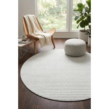 Bonny Home Modern Dekoratif Yuvarlak Salon Yatak Odası Halısı Iskandinav Desenli Halı Gri Viora -7035