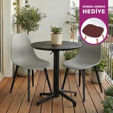 Vilinze Tilia Plastik Bahçe Balkon Bistro Seti Katlanır Masa 60*60 cm
