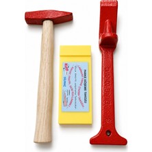 İnan Yapı Laminant Parke Profosyonel Kestamid Döşeme Çakma Takozu 2CM*17CM, Çektirme Demiri 4CM*32CM ve Çekiç 500GR