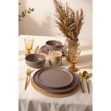 Keramika Mat Toprak Taupe Nordic Yemek Takımı 6 Parça 2 Kişilik 977