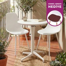 Vilinze Tilia Plastik Bahçe Balkon Bistro Seti Katlanır Masa 60*60 cm