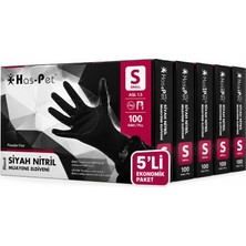 Has-Pet Nitril Siyah Pudrasız Eldiven Small 100'LÜ x 5'li Paket