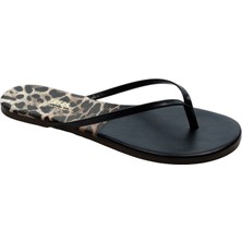 Tkees Kadın Leopar II/Siyah Parmak Arası Terlik