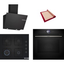 Bosch Black Deluxe 3 Lü Ankastre Set 606 ( HBG7563B1- POP6C6P31O - DWK66PJ60T ) - 4d Hot Air - 3D Fry