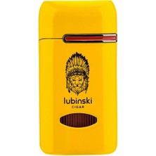 Lubinski Lion Kapaklı Delicili Tek Torch Puro Çakmağı Sarı