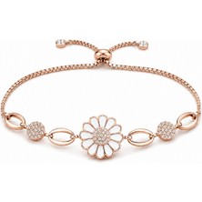 Modasilvers 925 Ayar Gümüş Papatya Ayarlanabilir Asansörlü Roz Kaplama Kadın Bileklik