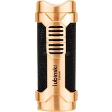 Lubinski Cigar Sehpa Kapaklı Delicili Tek Torch Puro Çakmağı Gold