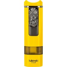 Lubinski Lion Sehpalı Delicili Tek Torch Puro Çakmağı Sarı