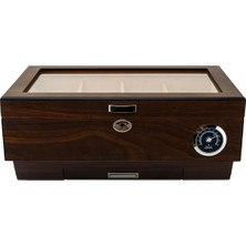 Lubinski Cedar Camlı Puro Kutusu Humidor Double Kahve 25S