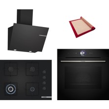 Bosch Black Deluxe 3 Lü Ankastre Set 605 ( HBG7563B1- POH7C6P31O - DWK66PJ60T ) - 4d Hot Air - 3D Fry - 67CM Wok Bek