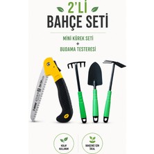 Wüber Mini Bahçe Hobi Kazma Kürek Çapa Seti 3'lü + Budama Testeresi