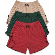 Tenra Kadın %100 Pamuk Fitilli Şort Pijama Altı 3'lü Set Rahat Kalıp ✅