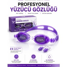 Premini Yüzücü Gözlüğü ve Kulak Tıkacı Seti, Anti Fog, Uv Koruma, Çocuk ve Yetişkin