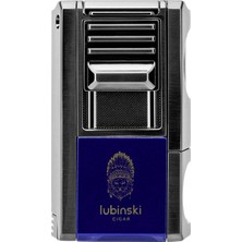 Lubinski Yeni Seri Dahili V-Cutter Delicili ve Iğneli Puro Çakmağı Mavi