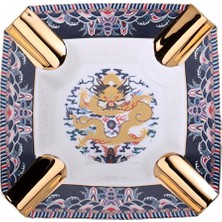 Lubinski Elegant Chinese Dragon Büyük Boy 4lü Puro Küllüğü Desenli Gold