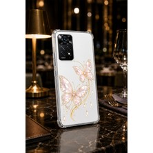 Powerfox Redmi Note 11 Pro Kılıf Cute Altın Kelebek Baskılı Sevimli Darbe Emici MK01A