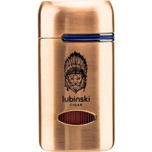 Lubinski Lion Kapaklı Delicili Tek Torch Puro Çakmağı Gold