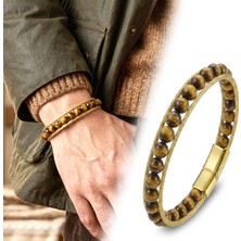 Fm 💎 Premium Çelik Halat ve Titanyum Kilitli Kaplangözü Bileklik 31832B2DH11 - 21 cm