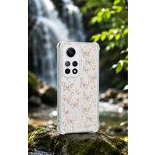 Powerfox Redmi Note 12 Pro Kılıf Cute Gümüş Kelebek Baskılı Sevimli Darbe Emici MK01A