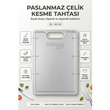  paslanmaz çelik kesme tahtası gri hijyenik yüzeyli gıda temasına uygun kesim panosu 20x30 cm