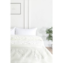 Merinos Pırıltı Embos Polyester Çift Kişilik Battaniye 220 x 240 cm Ekru Renkli Doku