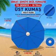Şemsiyecim 10 Telli Plaj Şemsiyesi Üst Kumaşı 2 Metre Çap 1 Metre Tel Uyumlu