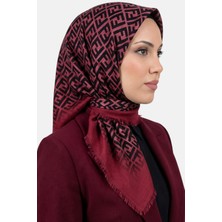 Hadiora Kadın Koyu Pembe Siyah F Desenli Flamlı Eşarp