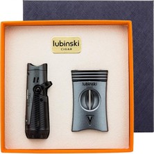 Lubinski Yeni Seri Çakmak ve Kesici Puro Seti Grey LB-723
