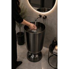Paslanmaz Çelik Pvd Kaplı Monoblok Lavabo - Ayaklı Lüks Banyo Lavabosu