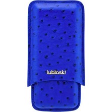 Lubinski Deri 3'lü Puro Kılıfı Lacivert Desenli(60 Ring) LB-507
