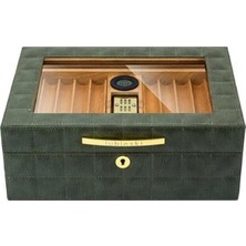Lubinski Deri Camlı Humidor Puro Kutusu Yeşil 50S LB-012