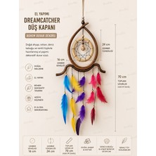 WoodBay El Yapımı Dreamcatcher Düş Kapanı Ahşap Bohem Duvar Süsü Rattan ve Deniz Kabuklu Duvar Dekoru 70 cm