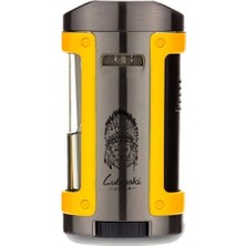 Lubinski Sehpalı Kılıflı Dört Torch Puro Çakmağı Gunmetal-Sarı LB-706