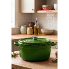 EVREN MUTFAK Evren Demir Döküm Yeşil Derin Tencere Çap 24 Cm/3,8l.